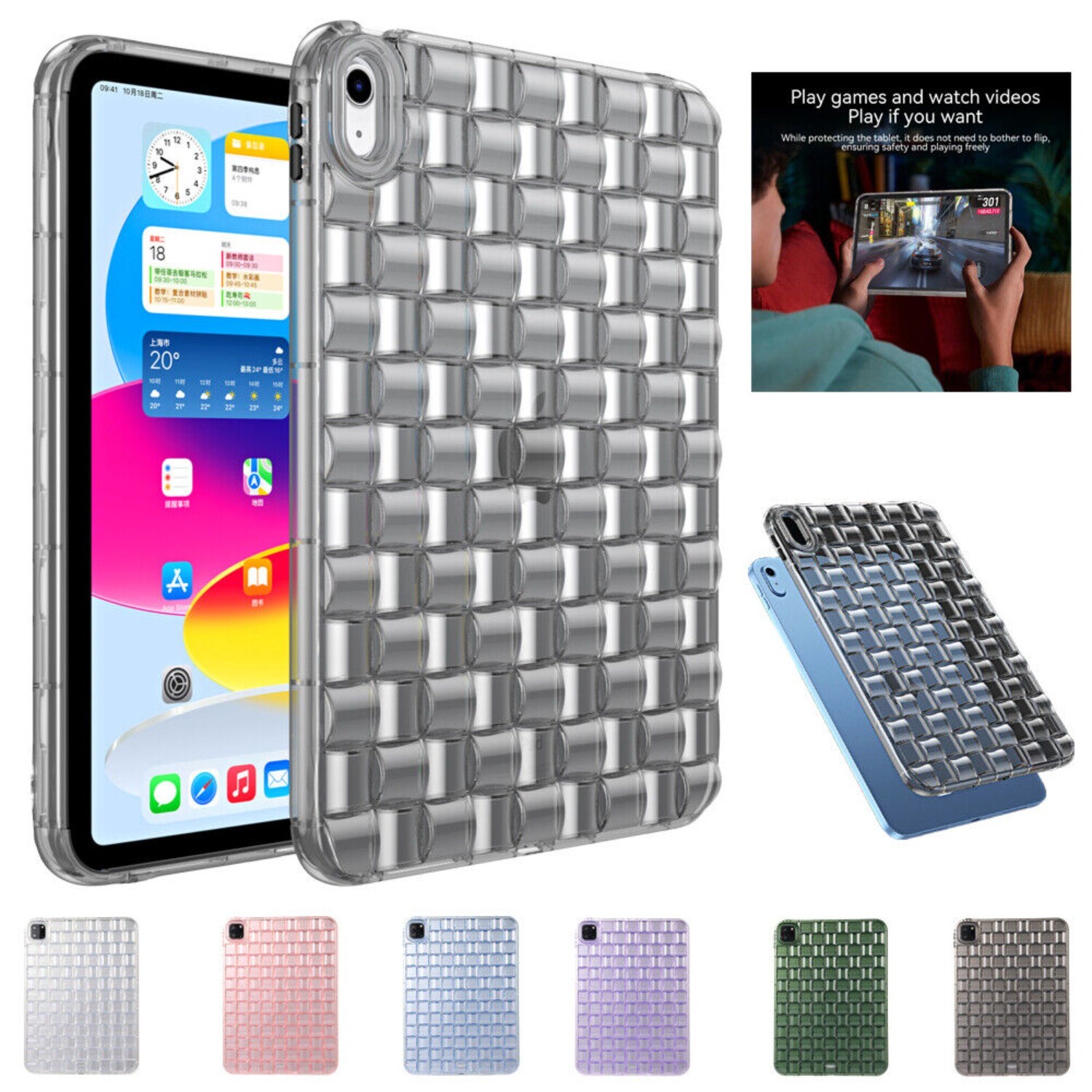 For iPad 11th 10th 9th 8th 7th Gen A16 Shockproof Transparent Clear Case Cover
