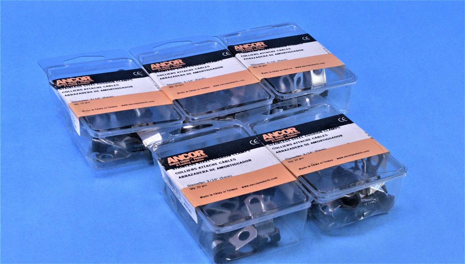 50 Ancor Stainless Steel Cushion Clamps 3/16" (5mm), 0.188" Marine Use SS