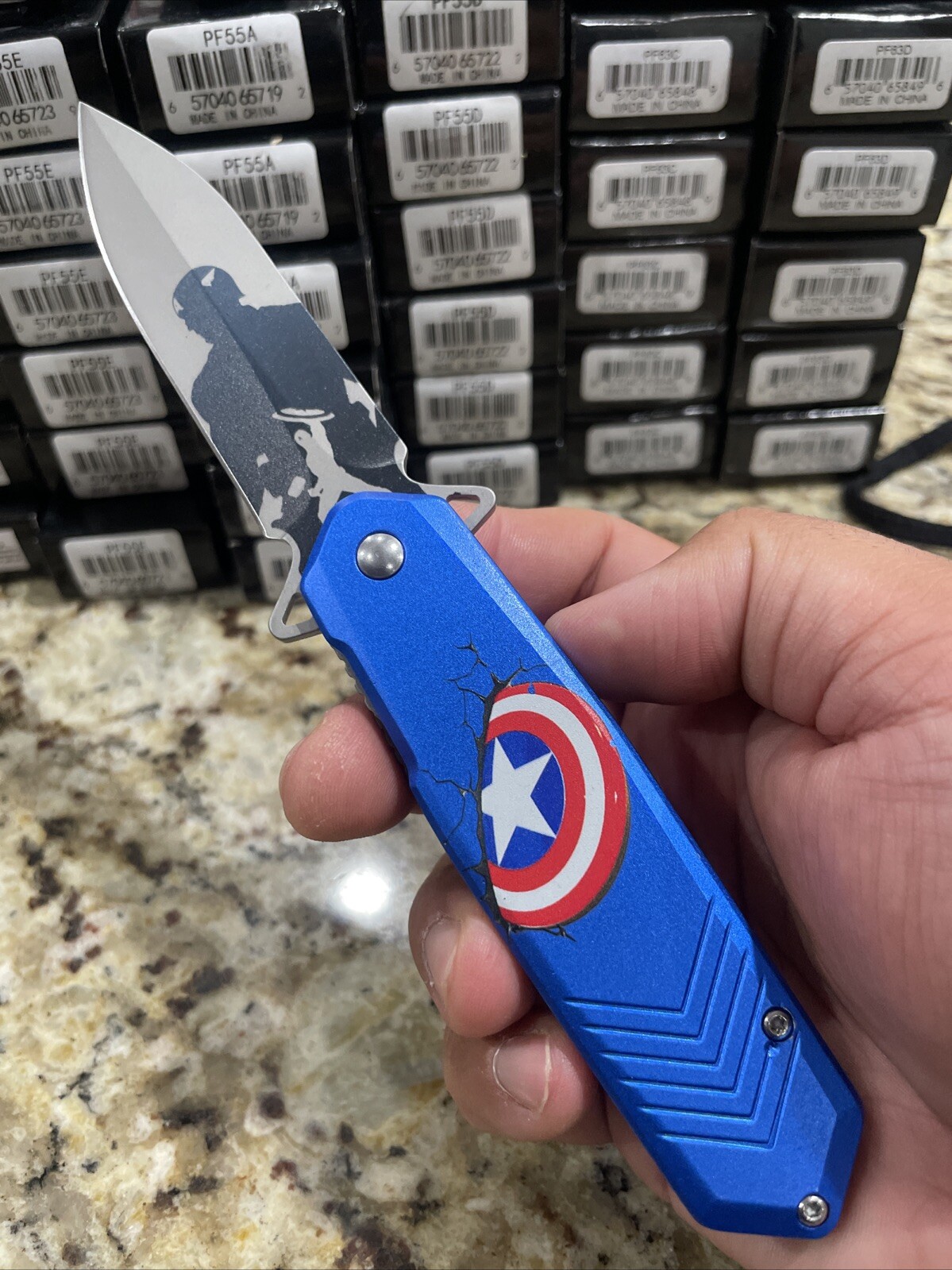 Comic Themed Spring Assited Pocket Knife -High Quality Folding Knife - 63C