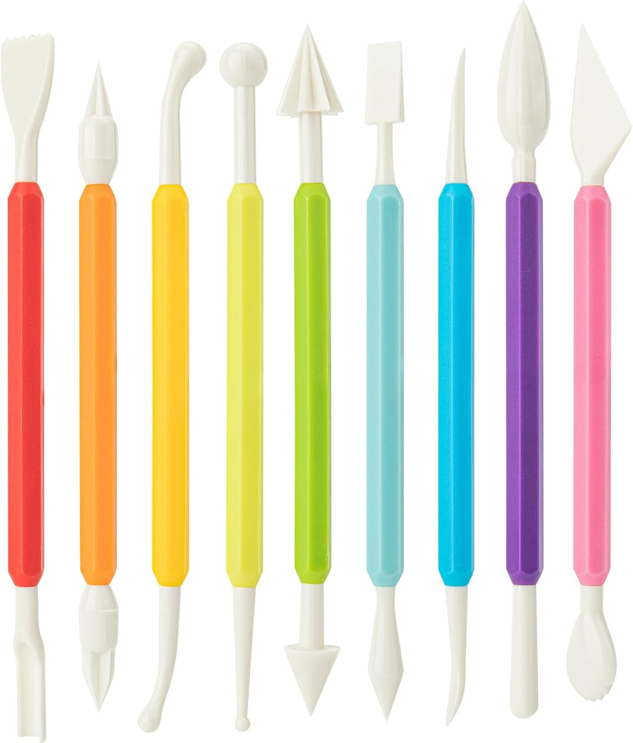 9PCS Clay Tools for Kids & Adult,  Plastic Air Dry Clay Tool Kit, Double-Head Sc