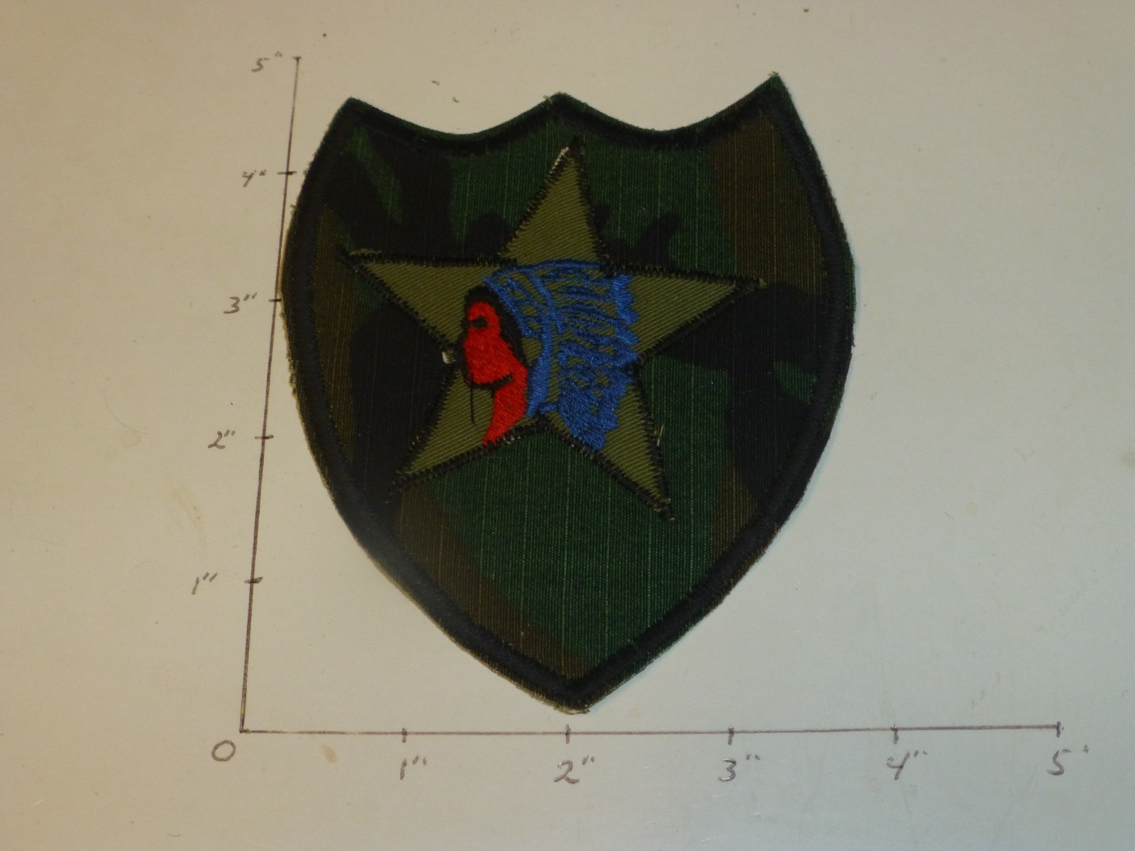 2 Infantry Division and made in Korea woodland camo patch with color face