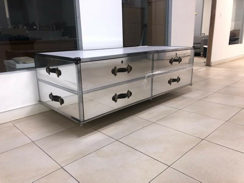 Mirrored Retail Display Case / Clothing Display w/ Locking Storage Cabinet