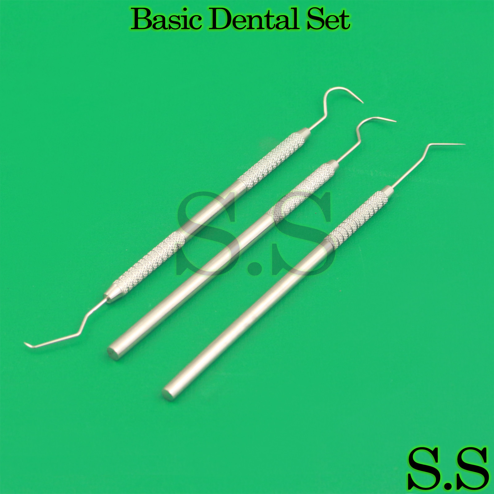 3 Pcs Basic Scaling Dental Explorer 23, 9, 23/17A Diagnostic Steel Instruments