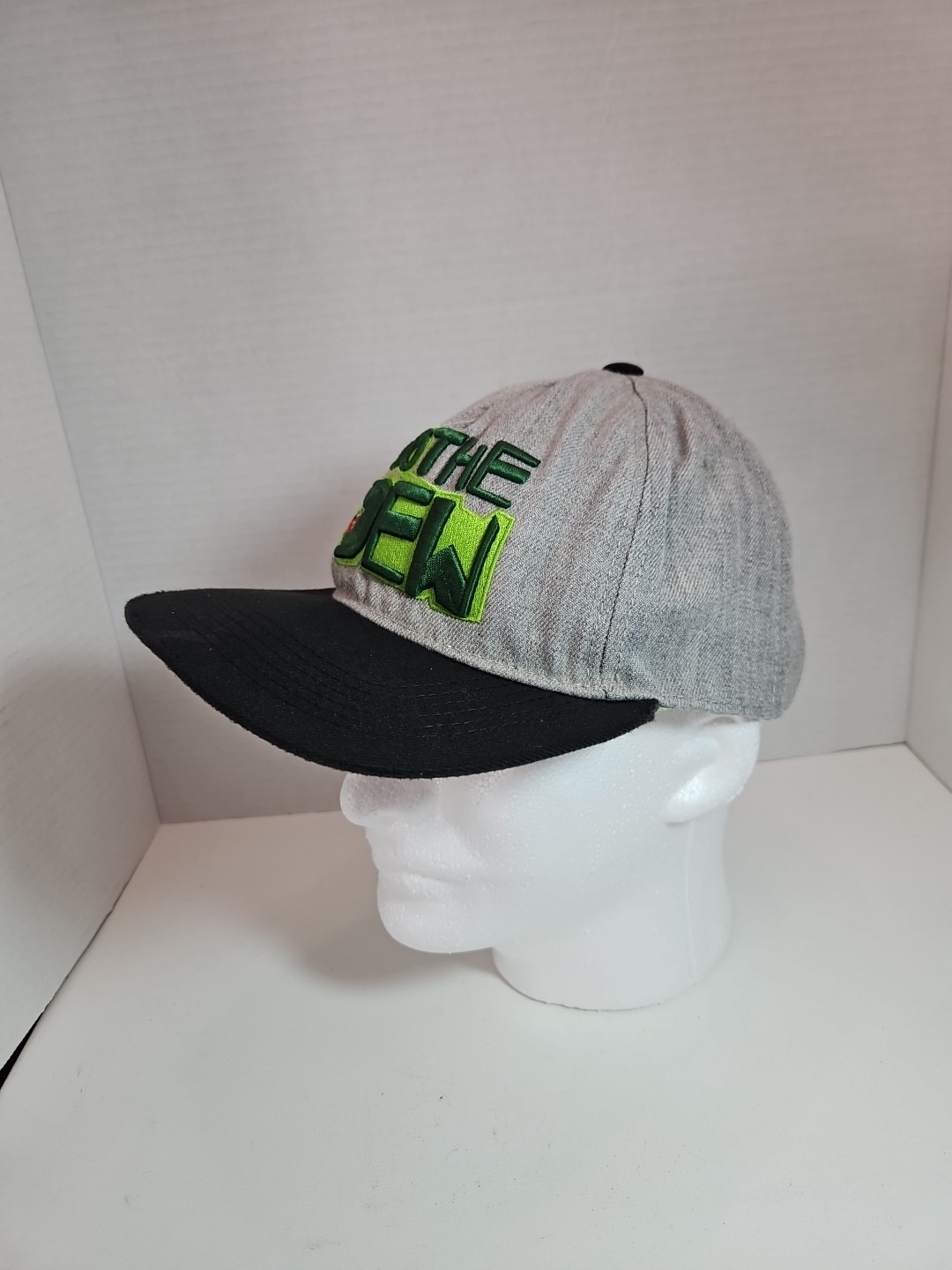 Mountain Dew Large Logo Snap Back Hat Cap Grey Flat Brim 2015 FLAWED
