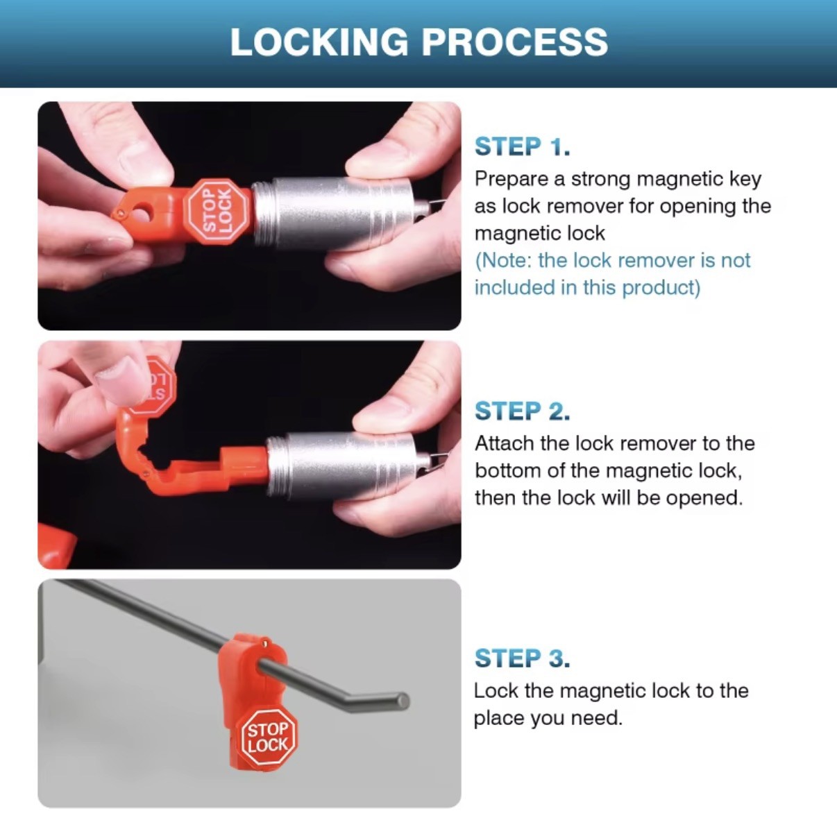 Pack Of 100 Anti Theft Peg Hook Stop Locks 6mm, Includes Removal Key Tool