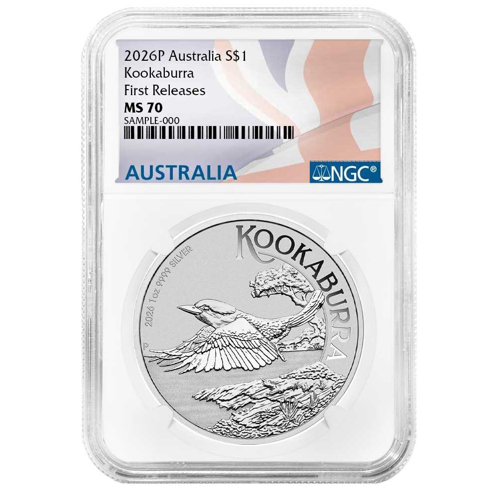 2026 $1 Australian Silver Kookaburra 1 oz NGC MS70 FR Australian Flag Label