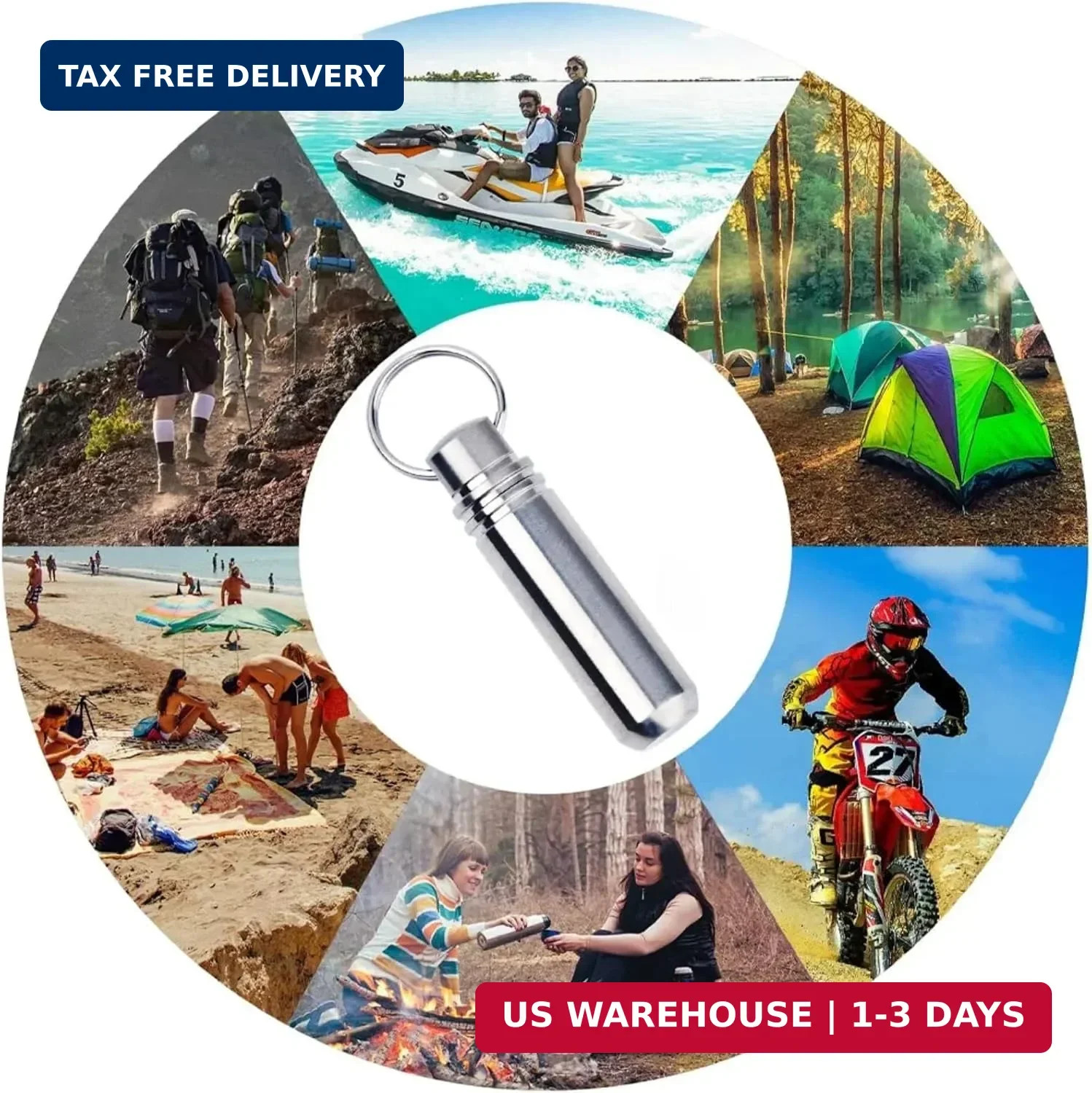 Titanium Pill Holder Keychain, Waterproof Portable Pill Organizer Container for