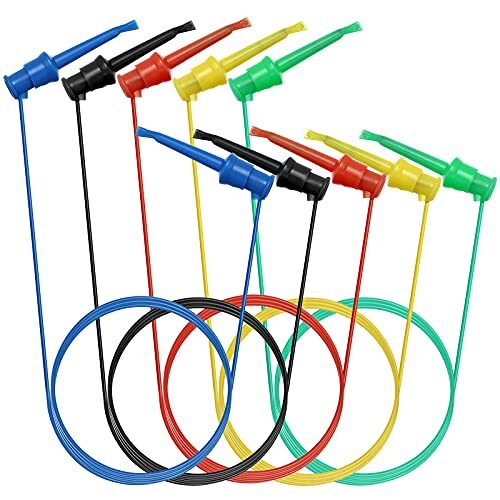 5 Pack Electrical Dual Lead Test Hook Clips Silicone Test Cables for Electronics