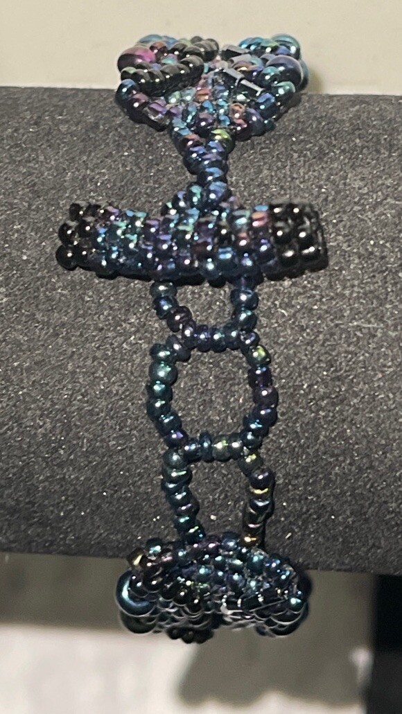 Hand Crafted Blue Micro Beaded 7" Bracelet JH-3