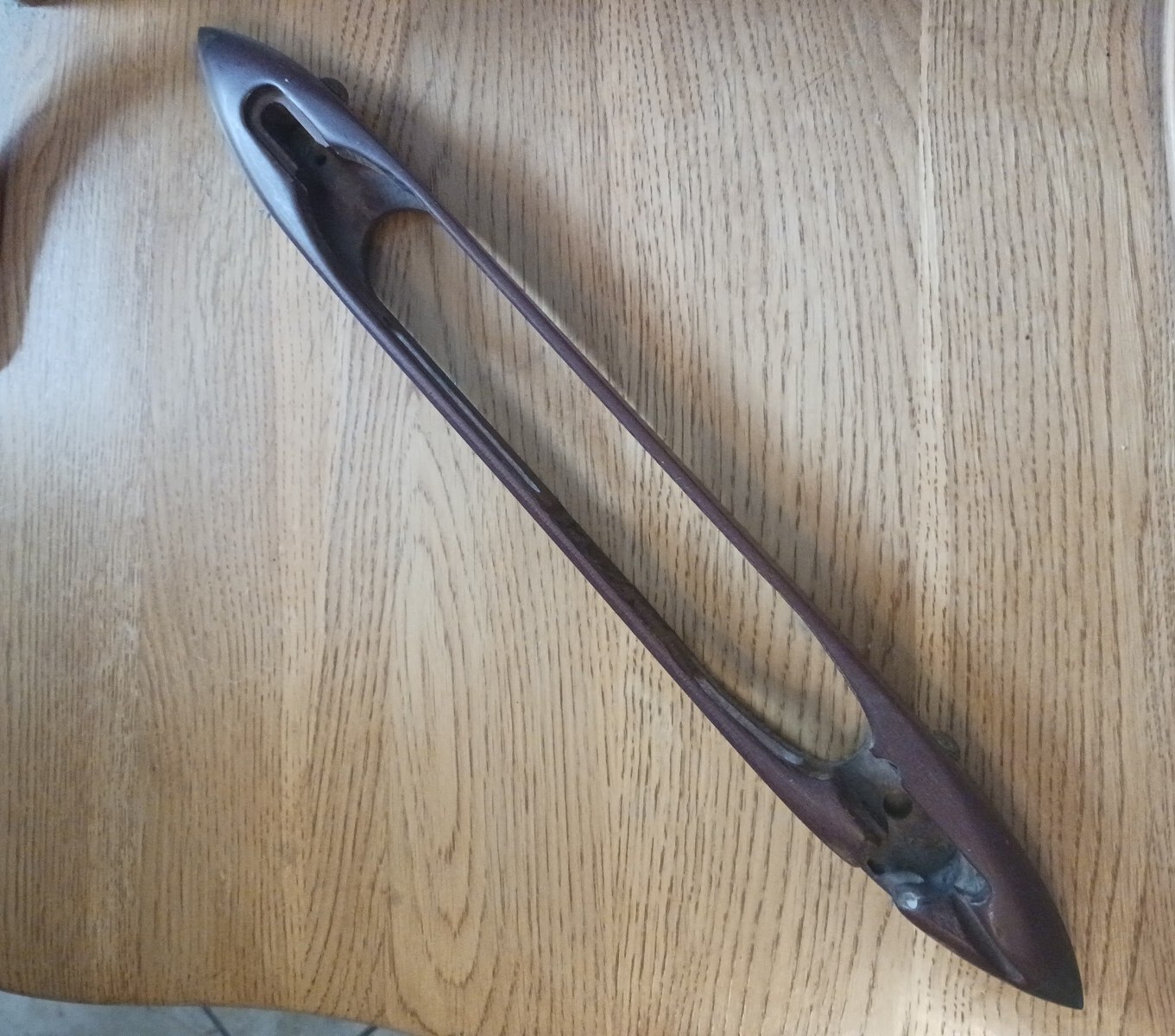 Antique French 16" Wooden Brass tipped Textile Mill Weaving Loom Shuttle Boat