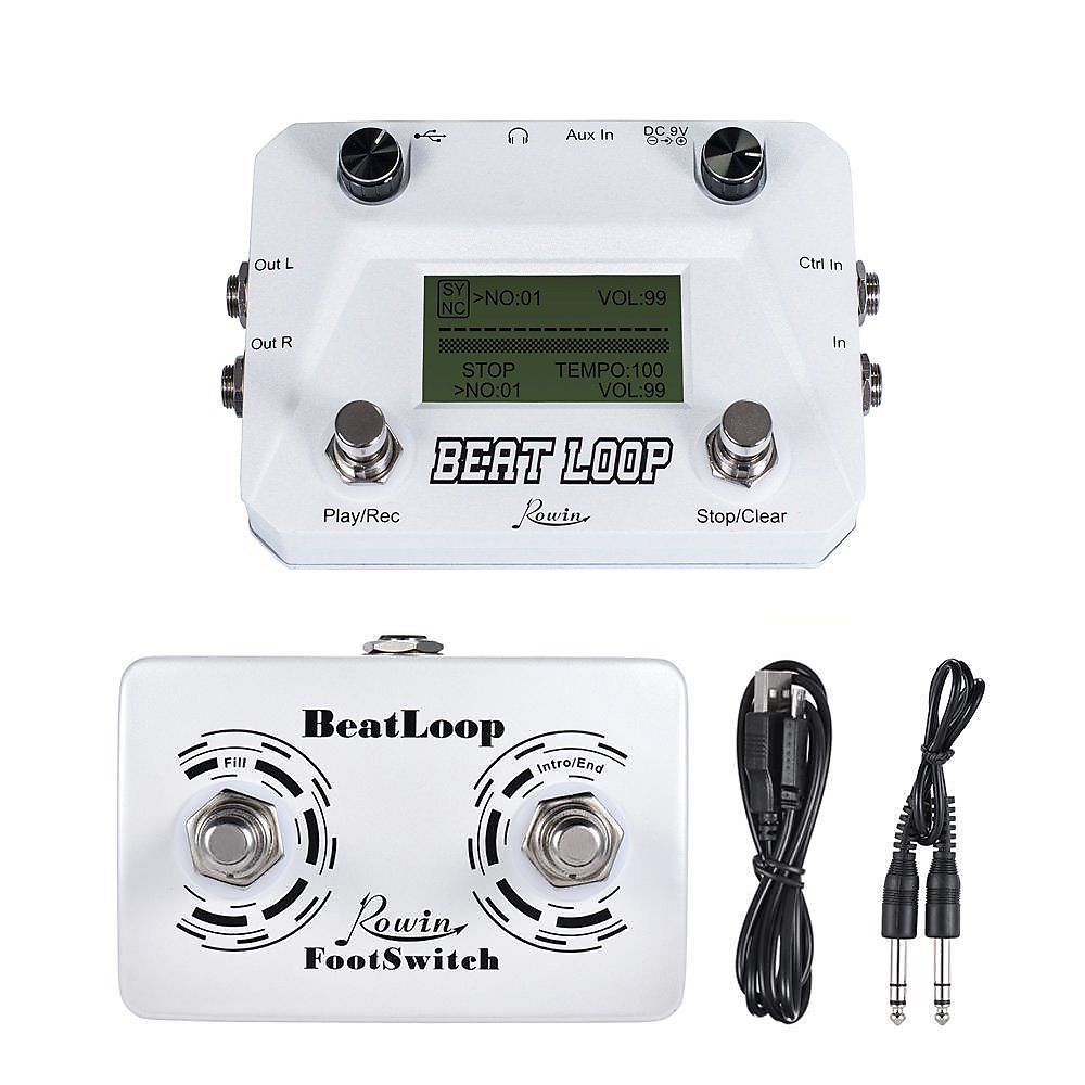 Rowin Beat Loop LBL-01 Twin Series Loper and Drum Machine FX Pedal+ Foot Pedal