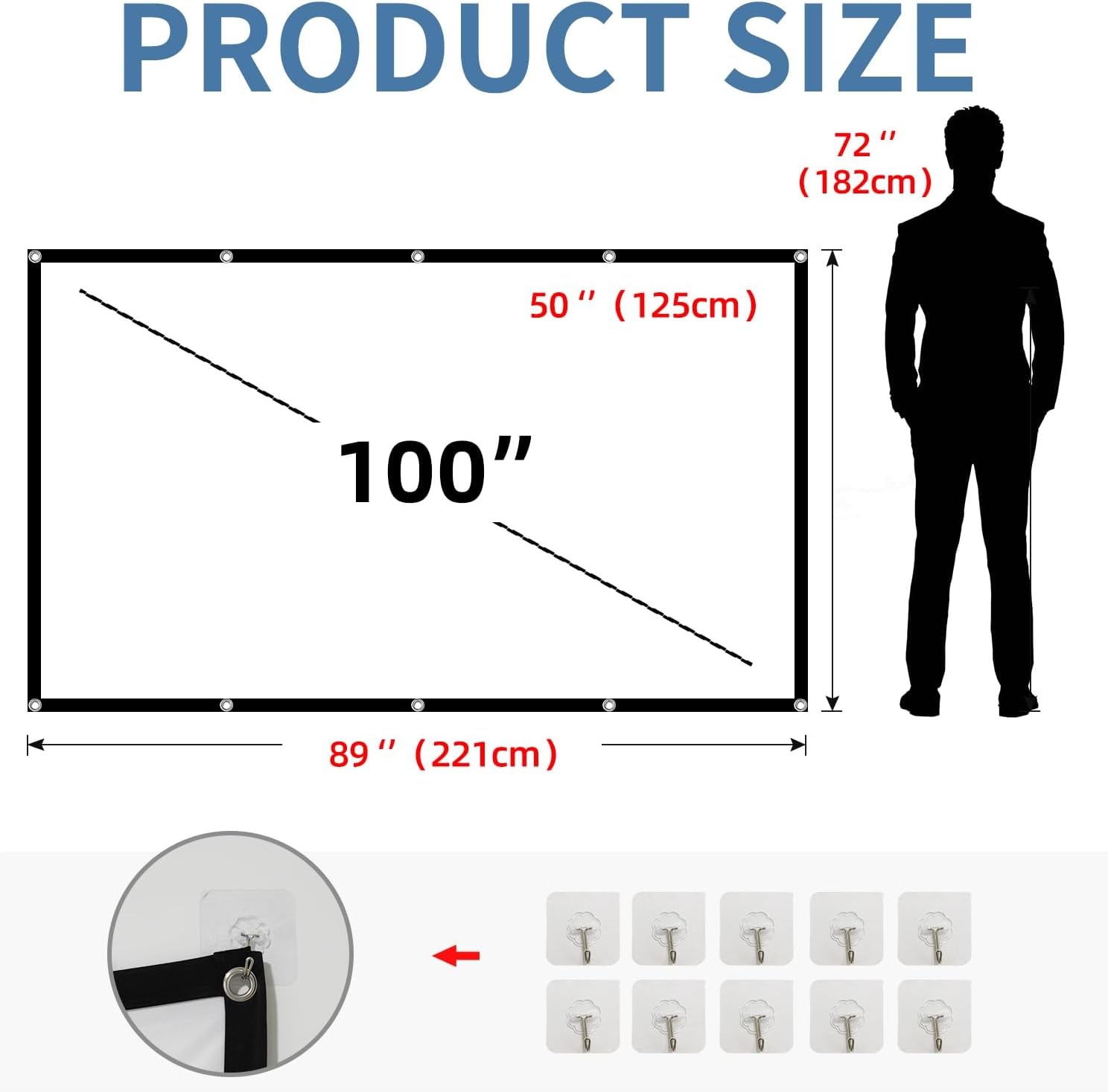 Projector Screen,HUANYINGBJB 4K 16:9 HD Rear Front Projectors Screen Foldable...