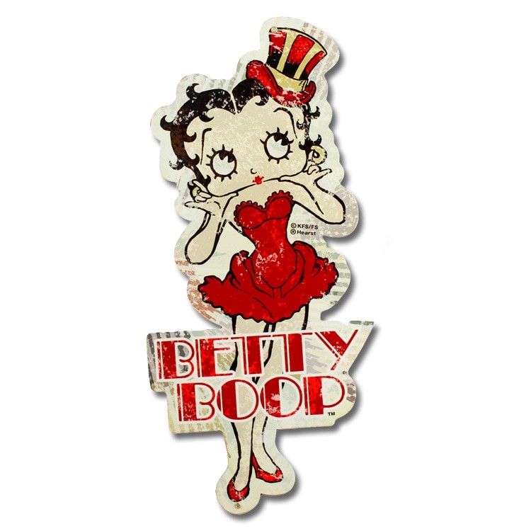 Betty Boop Steel Sign Betty Red Dress 48.5x22.4cm UV Coated
