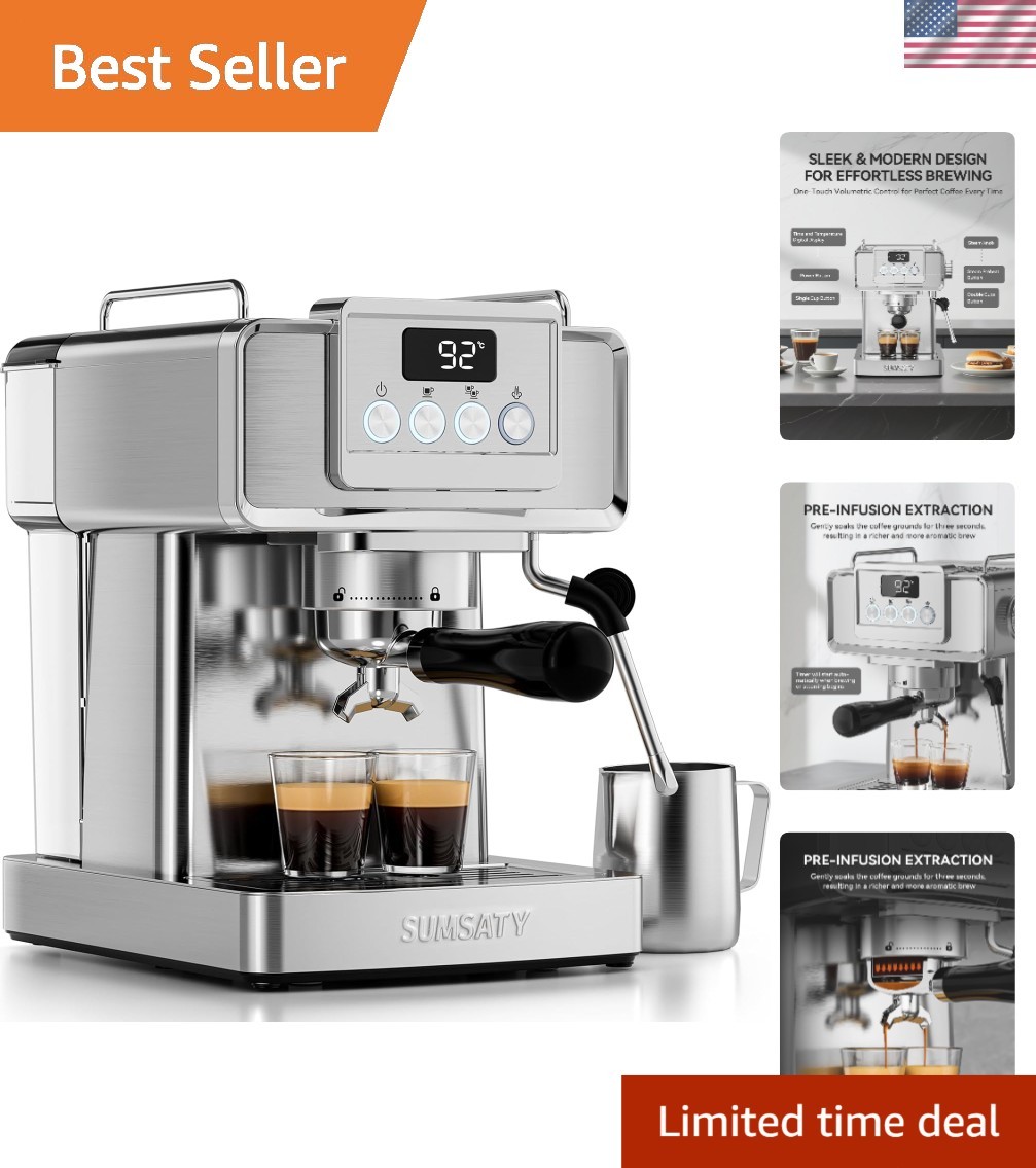 Espresso Machine 20 Bar Stainless Steel Coffee Maker with Milk Frother