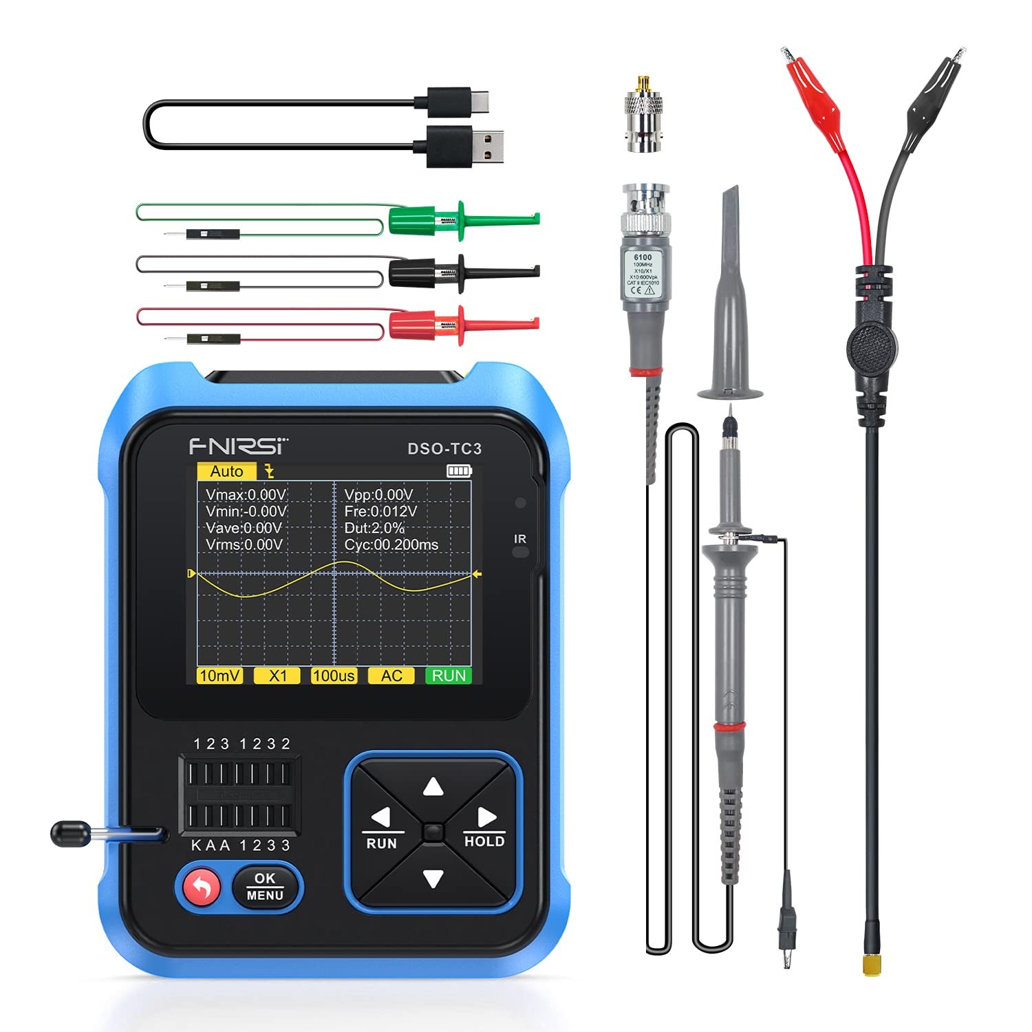 DSOTC3 Oscilloscope  3in1 Handheld Oscilloscope & DDS Signal Generator & Tran...