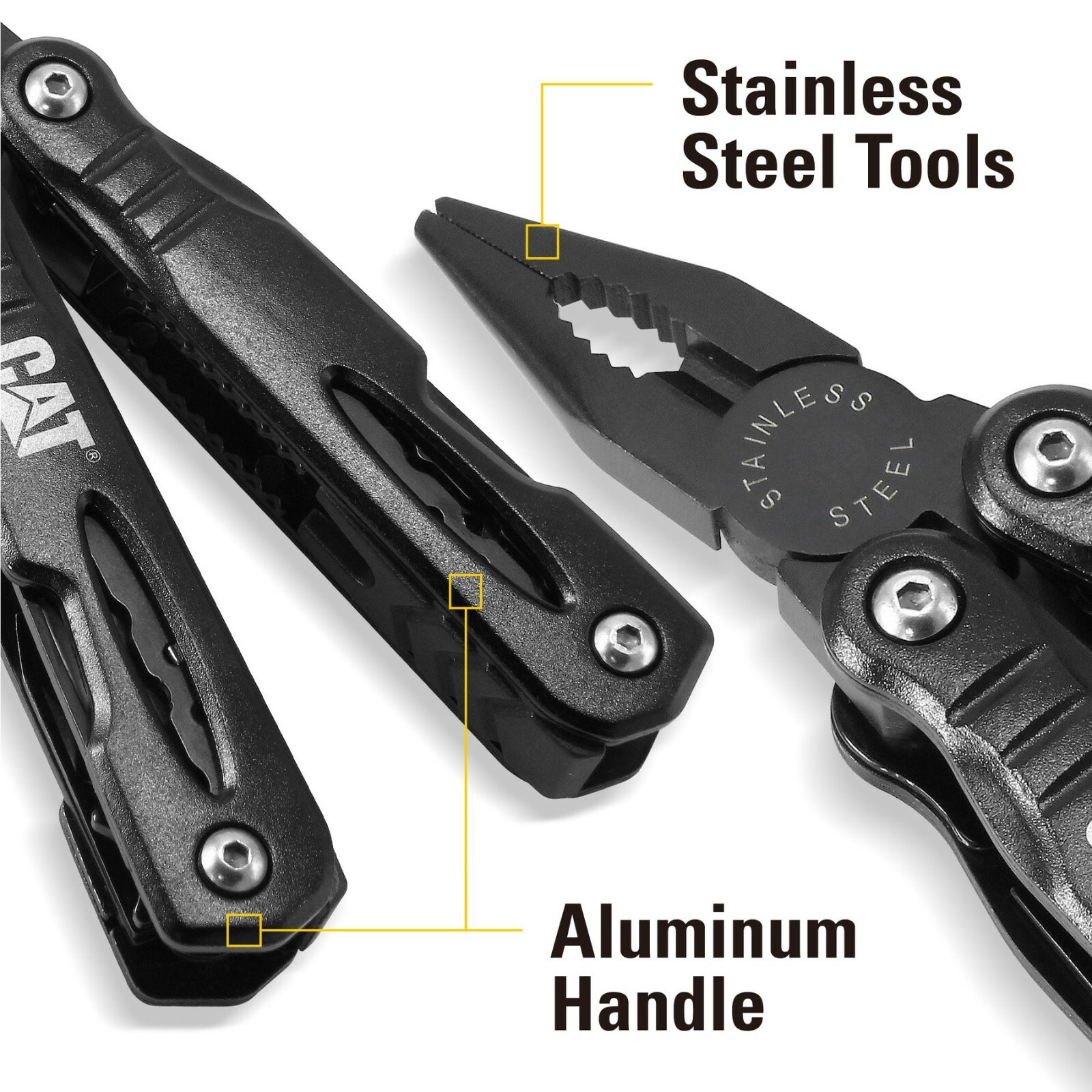 Caterpillar Multi-Function Tool 13-In-1 Black Aluminum Handle Stainless Tools