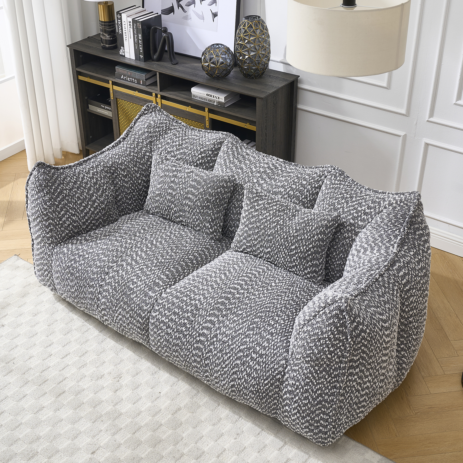 Bean Bag Chairs Lazy Sofa recliner high resilience foam core 2people sofa Grey