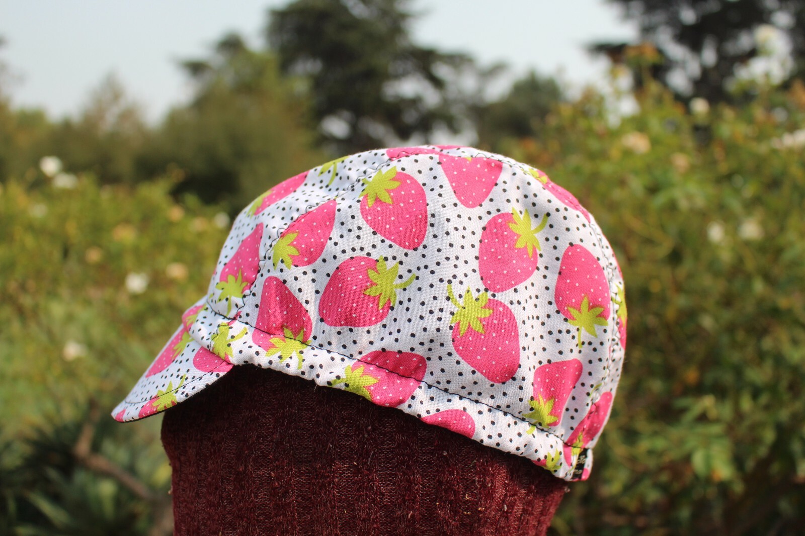 CYCLING CAP FRESAS  HANDMADE IN USA  100% COTTON   S M L