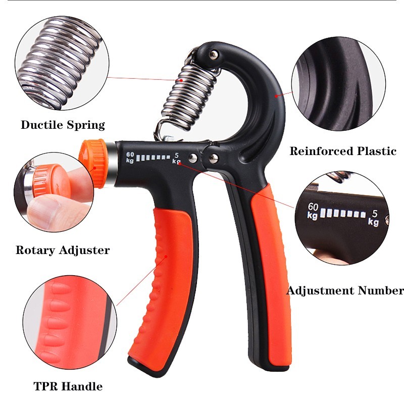 Hand Grip Strength Power Trainer Gripper Strengthener Adjustable Gym Exerciser