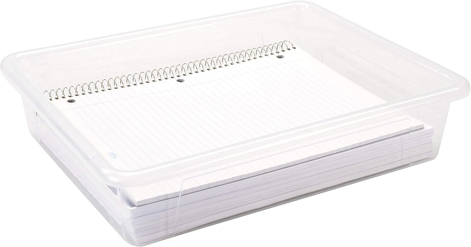 Letter Size Flat Storage Tray – Organizer Bin for Classroom, Office and Home, Cl