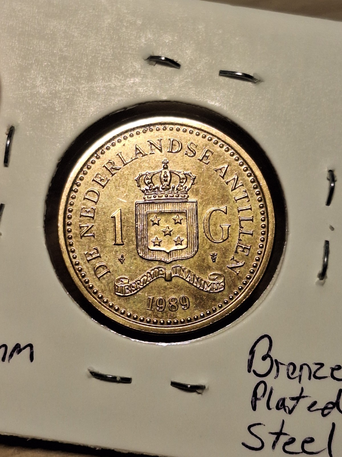 Lower Mintage 1989 Netherlands Antilles 1 Gulden Nice ~AU+/UNC Only 715,000 Ex.