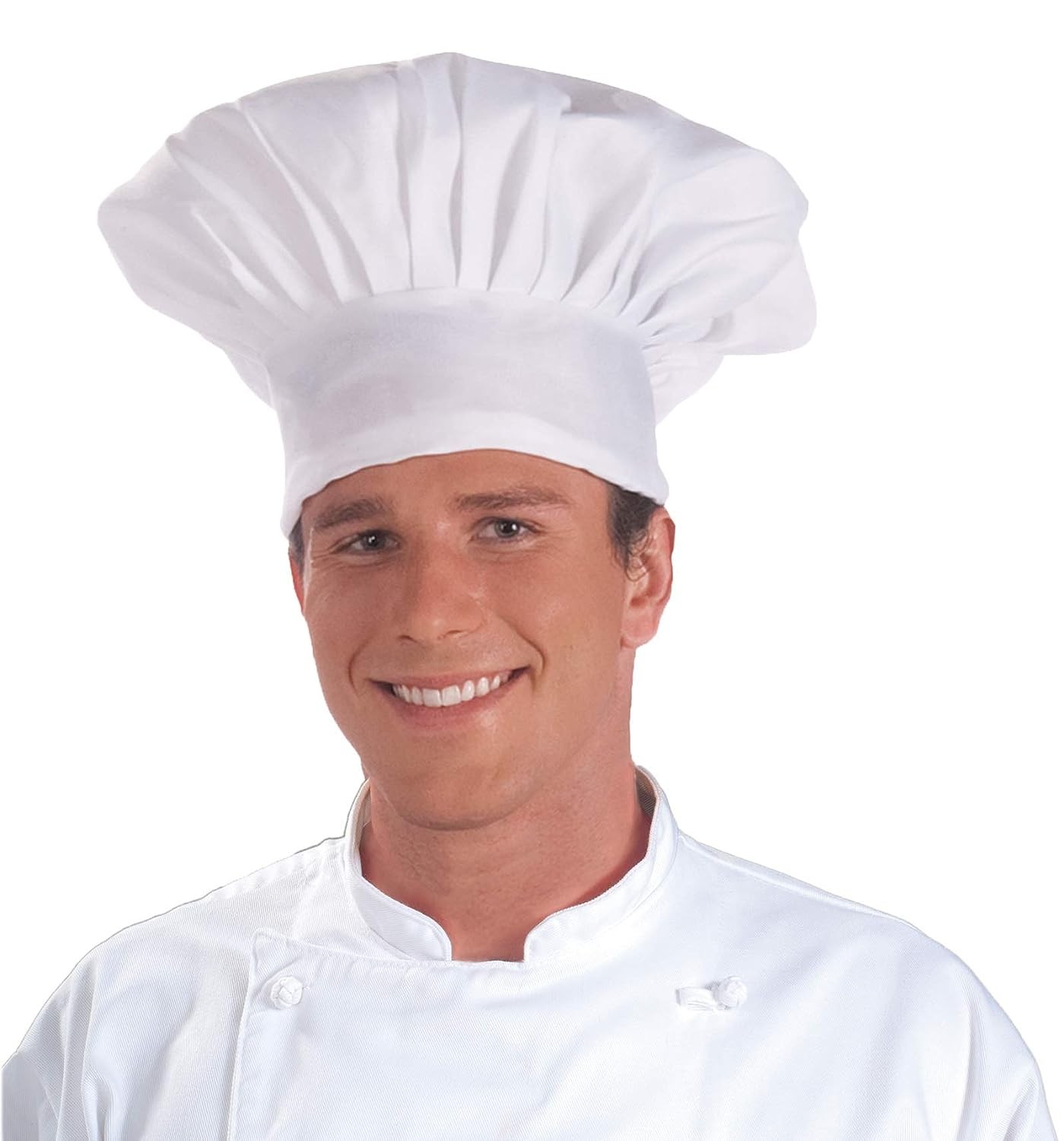 Chef Hat Cook Cloth White Fabric Fancy Dress Halloween Adult Costume Accessory