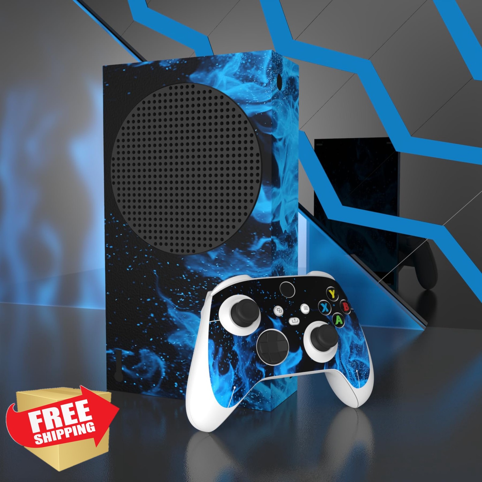PlayVital Blue Flame Custom Vinyl Skin for Xbox Core Controller