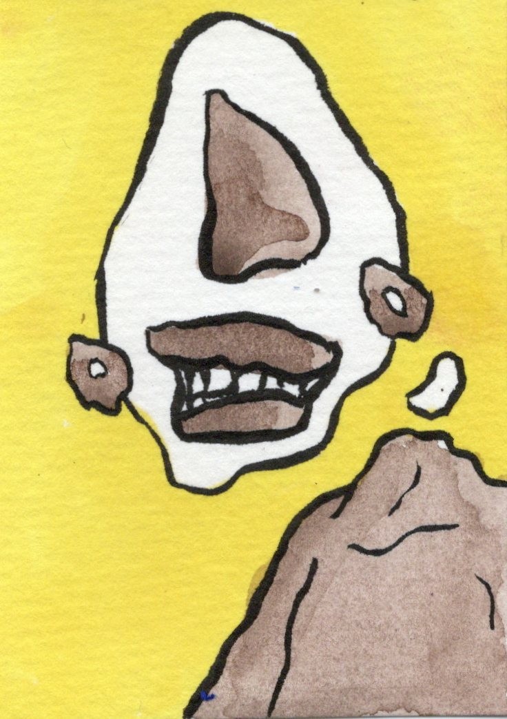 ACEO Original Art - EGGO - surreal expressionism Ooak card : Kiefer Moore