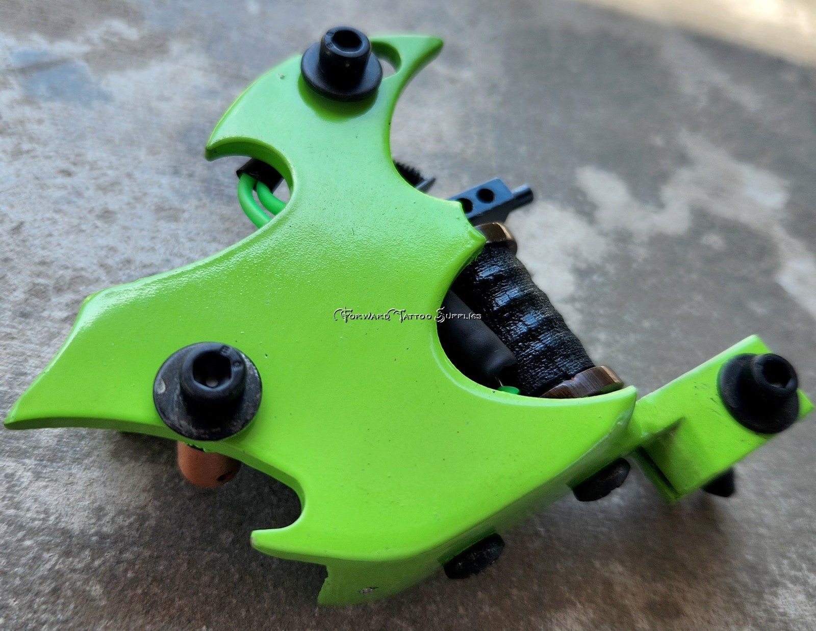 Lime Bat Liner Tattoo Machine 7.5 wrap coils Brown Black Handmade Custom Forward