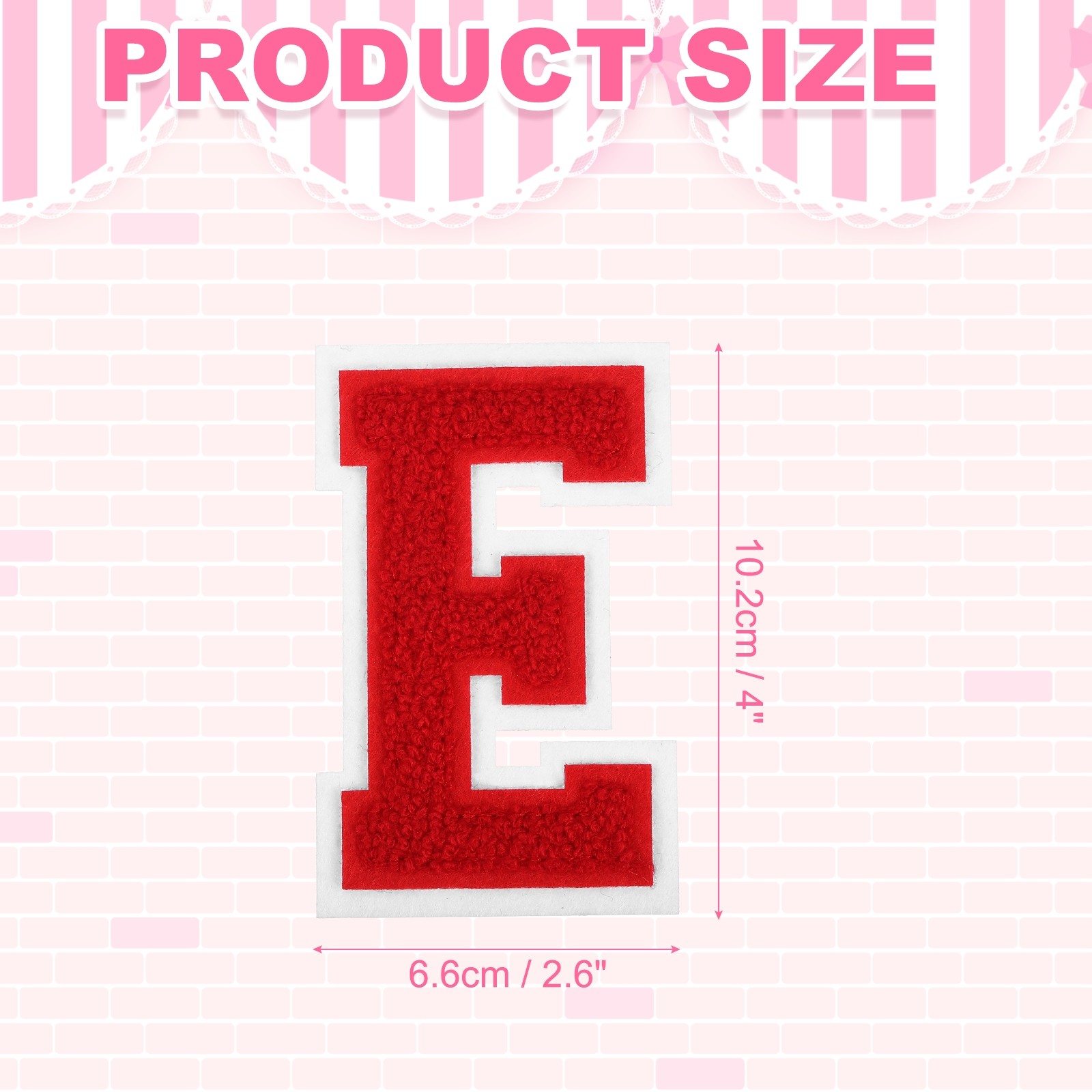 4" Chenille Letter Patches,Red Chenille Initial A-Z Patches (Letter E)