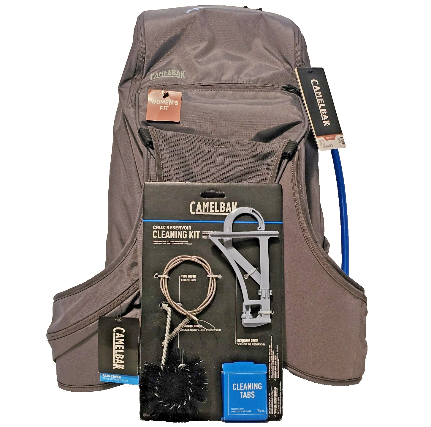 Camelbak Shasta 30L Women's Hydration Backpack 100oz NWT Gray/Grey Cleaning Kit