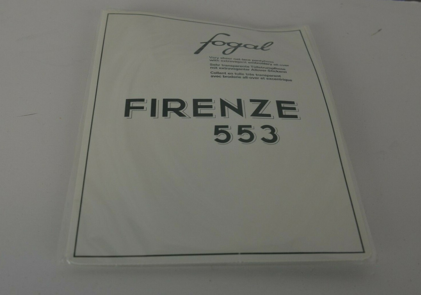 New Fogal Women's Pantyhose Size Small Firenze 553 Blanc 200 Embroidered