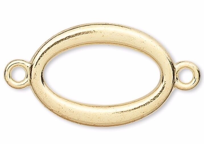 8 Gold Plated Pewter 18x13mm Double Sided Open Oval Links with Loops