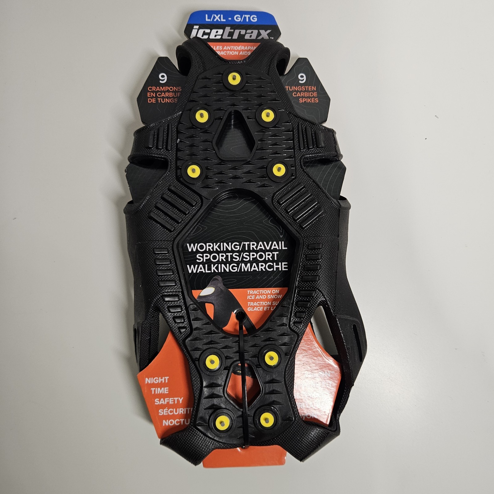 Icetrax Large L/XL Ice Cleats Slip On For Shoes and Boots Traction Aids Tungsten