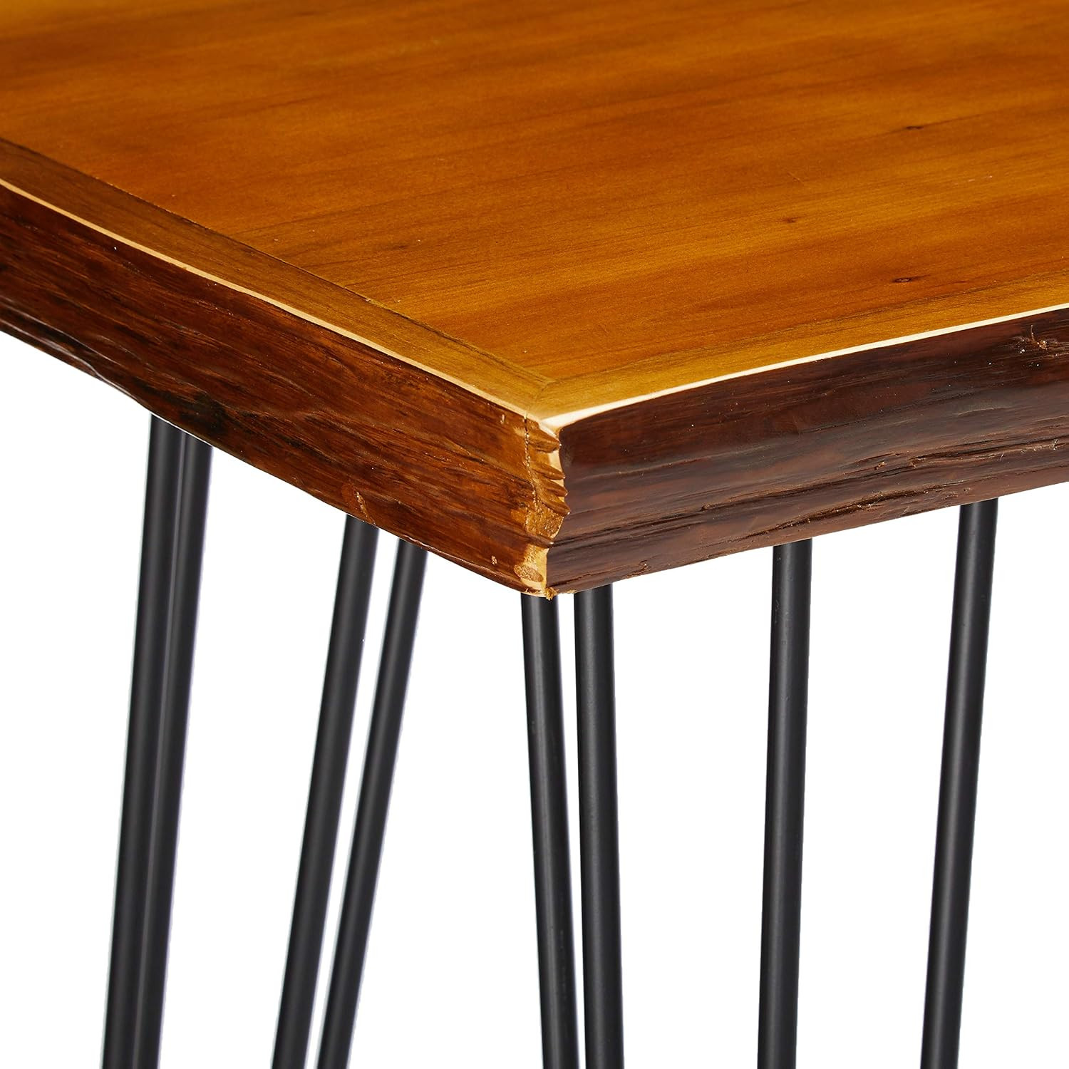 Chana Industrial Faux Live Edge Rectangular Bar Table, Natural / Black