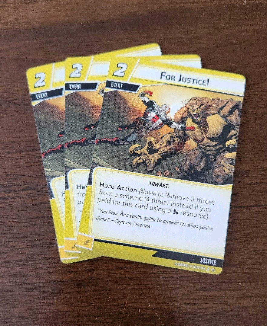 Marvel Champions Justice Aspect Cards From Core Set Box Replacement Cards