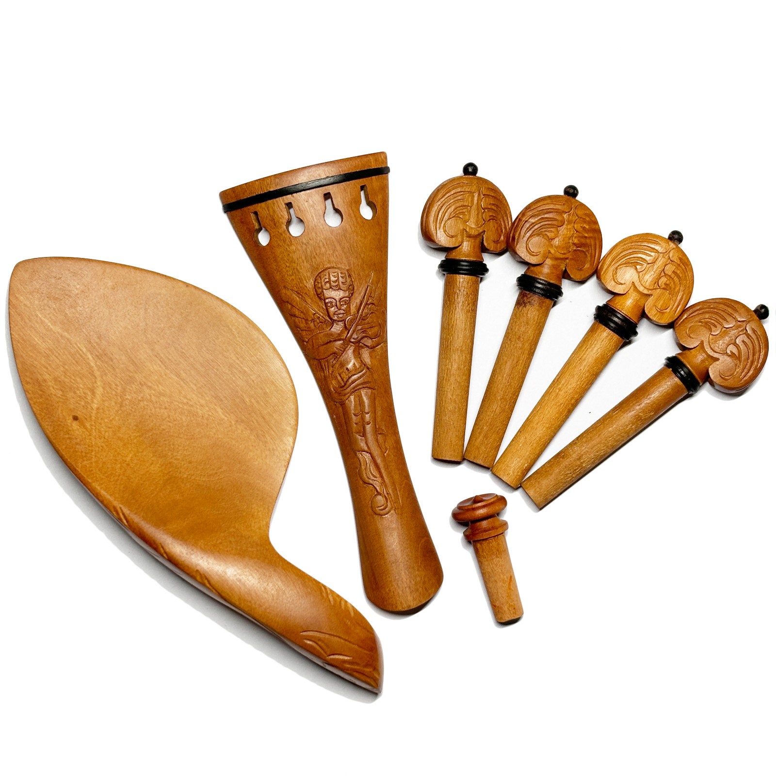 4/4 Antique Violin Hand Carving Jujube Wood Tailpiece Chinrest Hand Carve #5