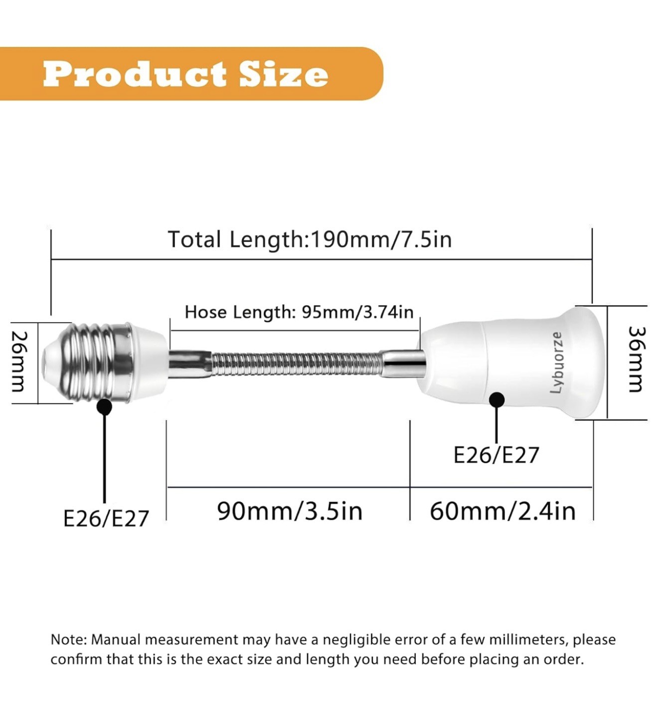 Light Bulb Socket Extender Adapter Flexible Extension Adjustable Converter 2Pack