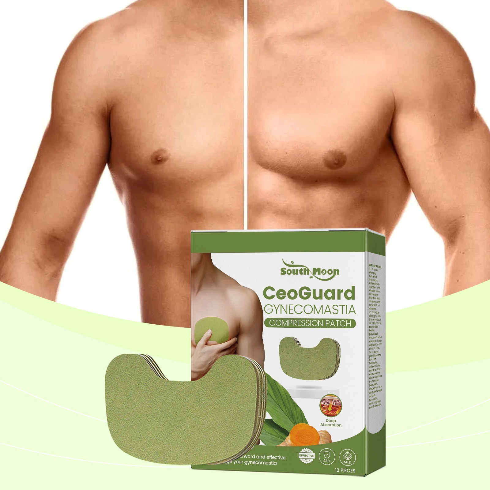 Gynecomastia Patch for Men - Chest Firming & Contouring, Herbal Extracts
