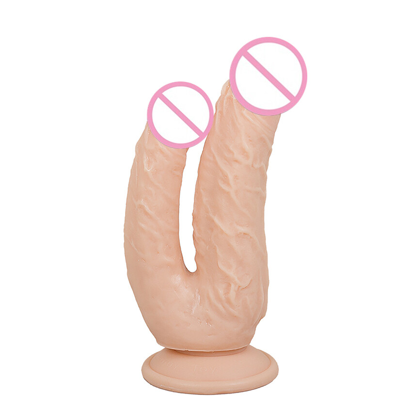 Realistic Double Dildo-Prostate-Massager-Suction-Cup-Anal-G-Spot-Use Lubricant