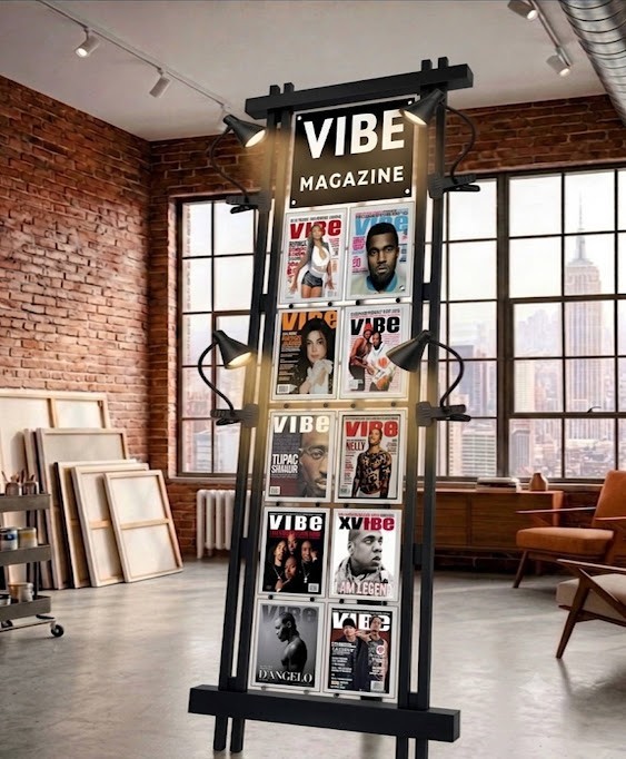 Magazine Easel Display Stand —  Freestanding  31”W x 88”H 1.5”D