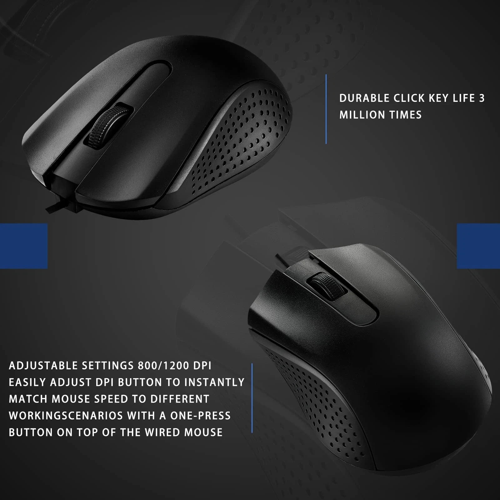 30 Pcs USB Wired Mouse Computer 3 Button Mice Bulk Corded USB Mouse for PC De...
