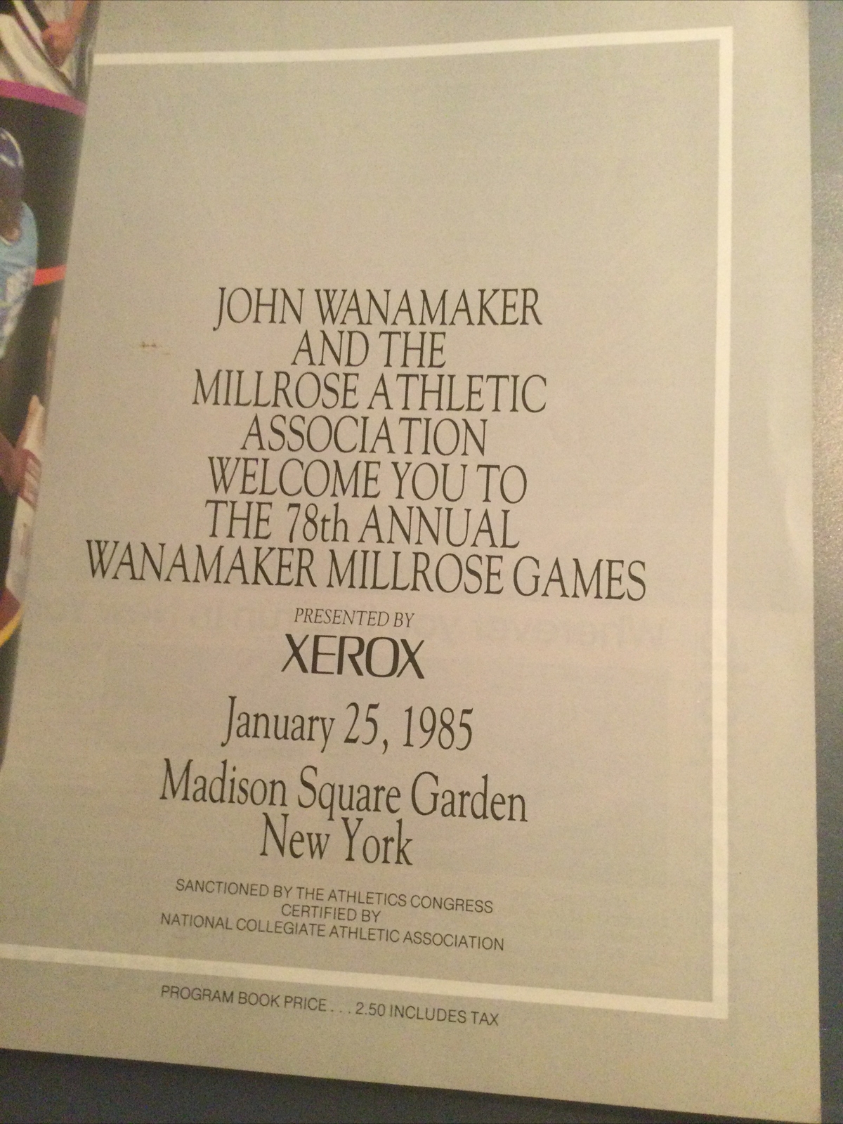 1985 Wanamaker Millrose Games Official Program