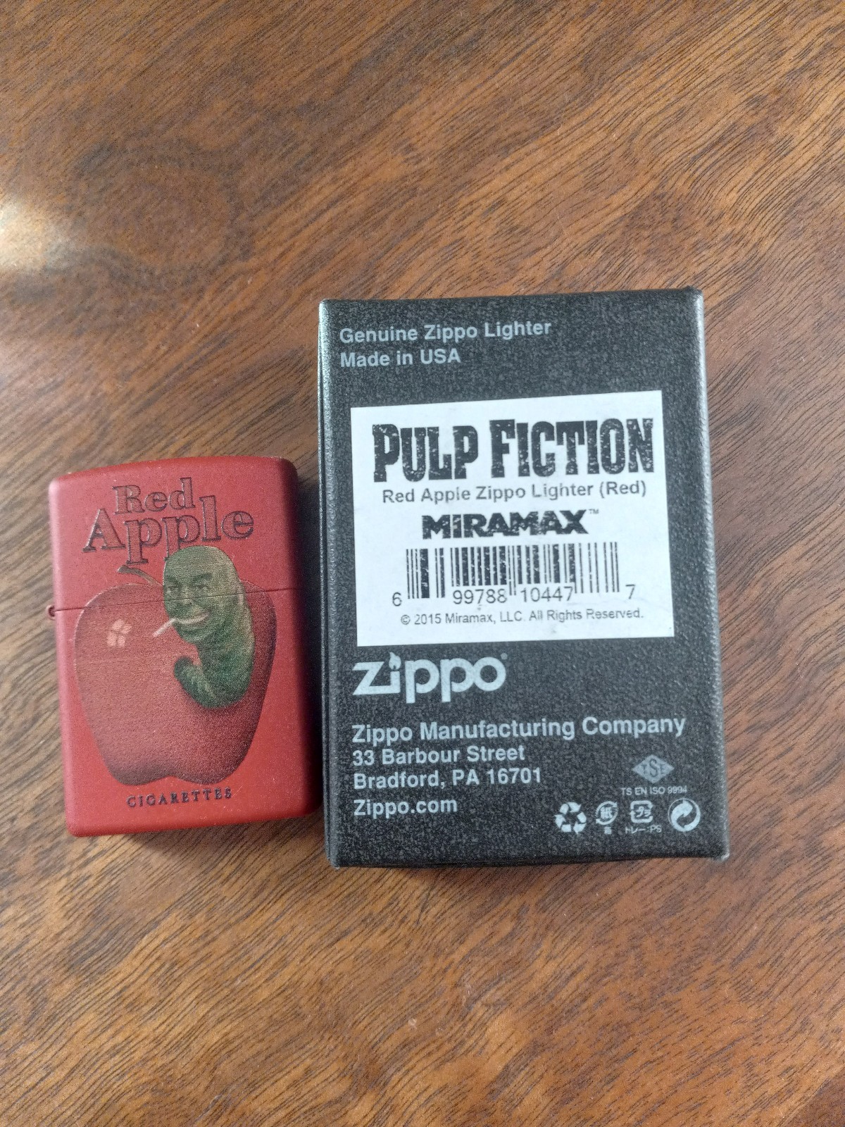PULP FICTION RED APPLE ZIPPO LIGHTER Unfired