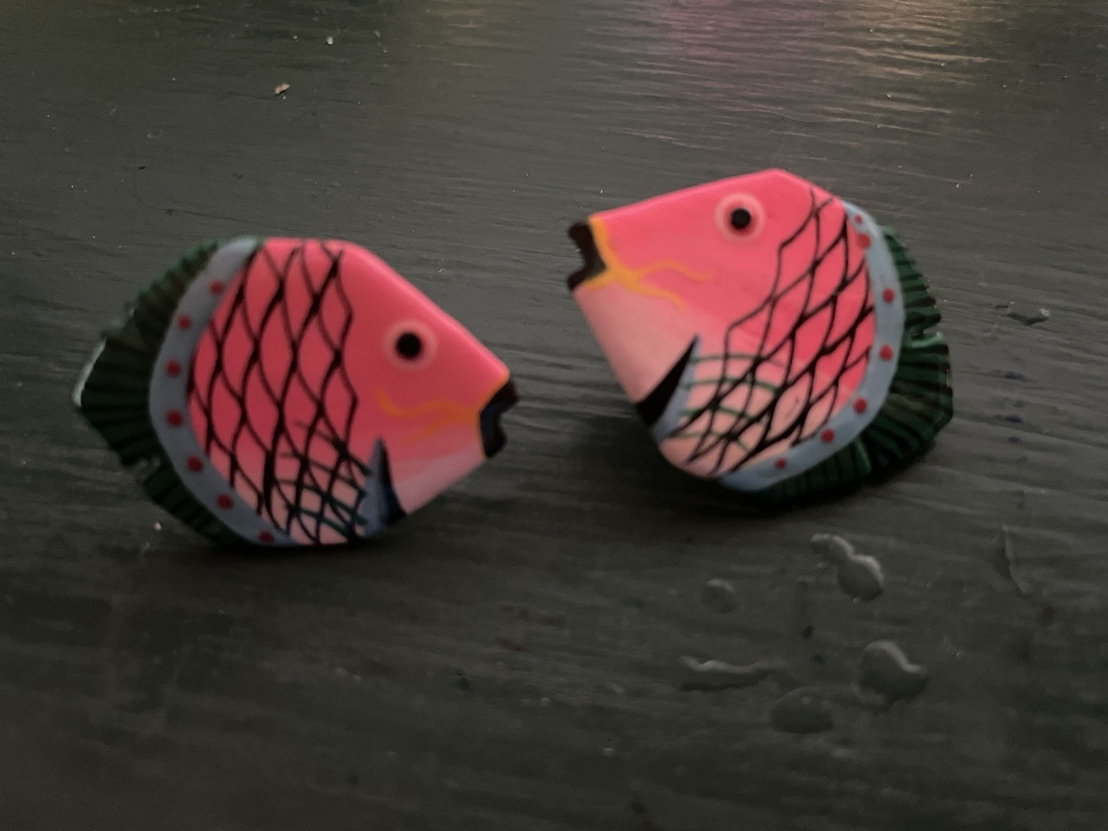 Vintage Fish Stud Earrings Colorful