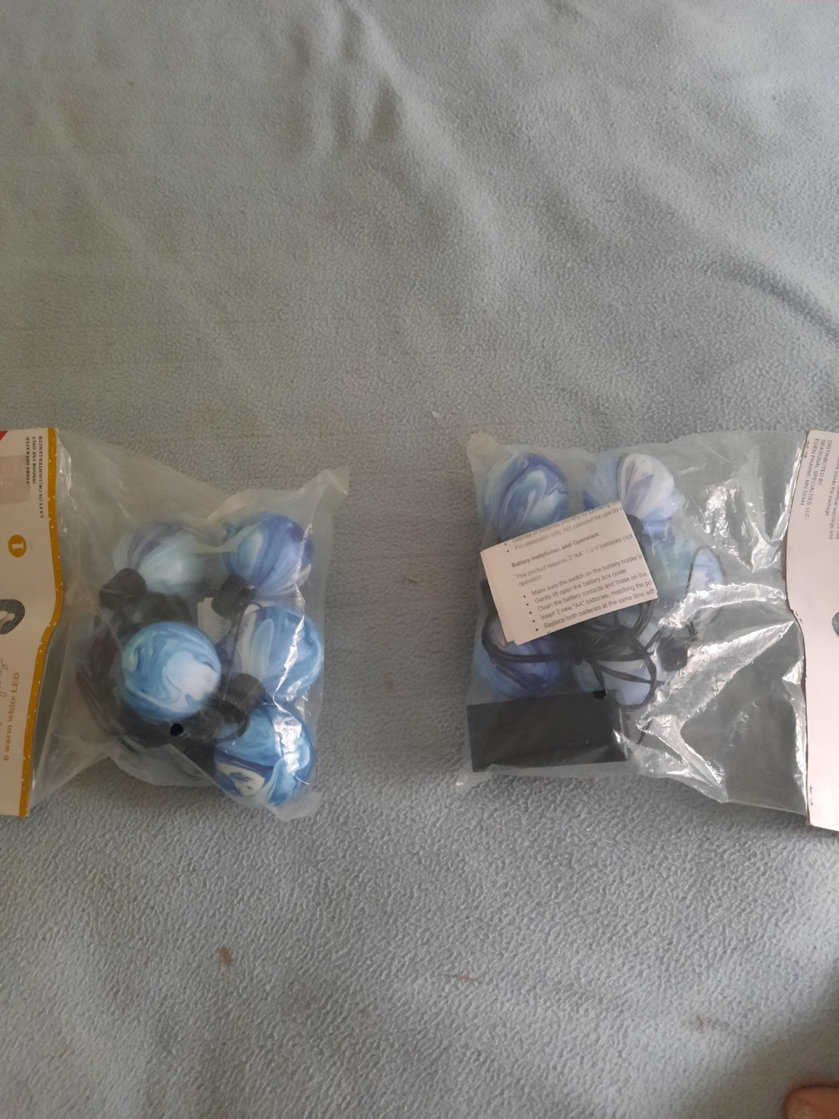 Lot of 2 Packs Blue Swirly Tie Dyed Ball 6ct String Lights Battery Operated NEW