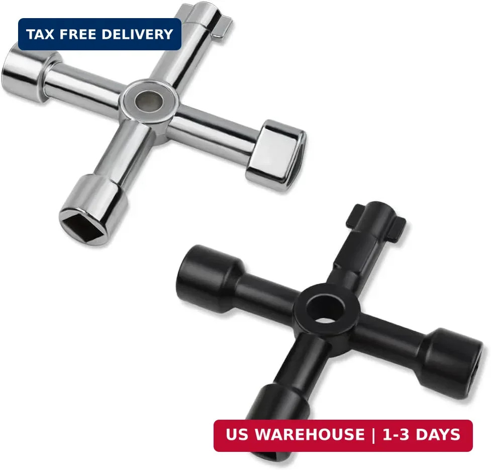 Triangle Multi-functional Sillcock Key 4 Way Square Wrench Water Utility Key Ste