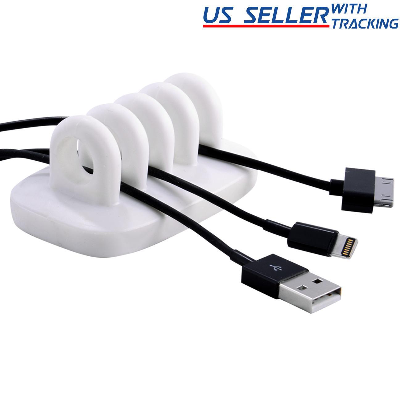 Cable Clip Holder Weighted Desktop Cord Management Fixture (White)