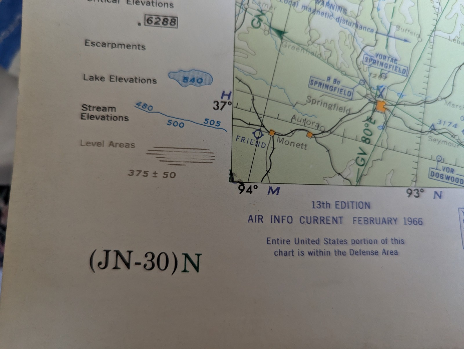 Jet Navigation Chart map US Northeast (JN-30) February, 1966