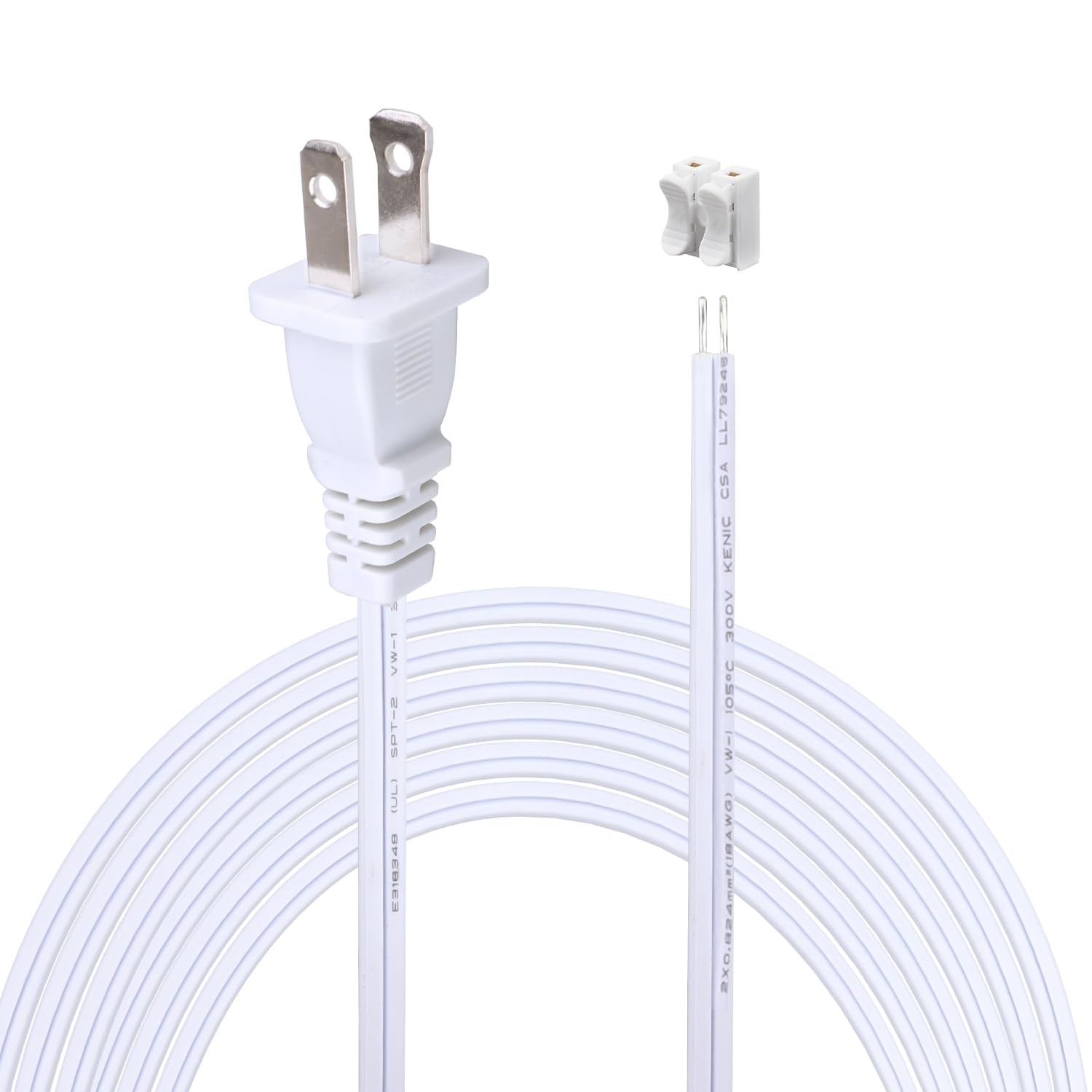 Asjeumt 8 FT Lamp Cord with Plug, Replacement Wire 8 feet / 2.45m, White